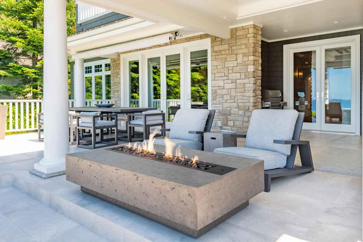 Outdoor Einbau-Gaskamin 75L von Trimline Fires